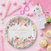 Modern, Wildflower Baby shower Papieren Bordje (Feest)