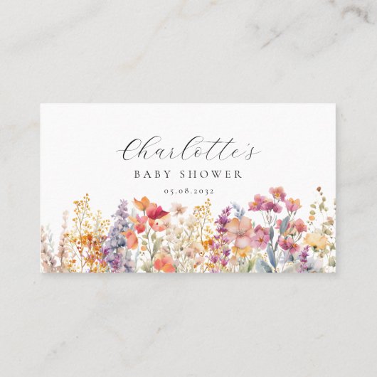 Modern, Wildflower Baby Shower Plaatskaartje (Achterkant)