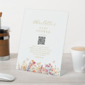 Modern, Wildflower, Baby shower, QR-code Reclamebord Met Voetstuk (Insitu)