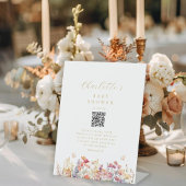 Modern, Wildflower, Baby shower, QR-code Reclamebord Met Voetstuk