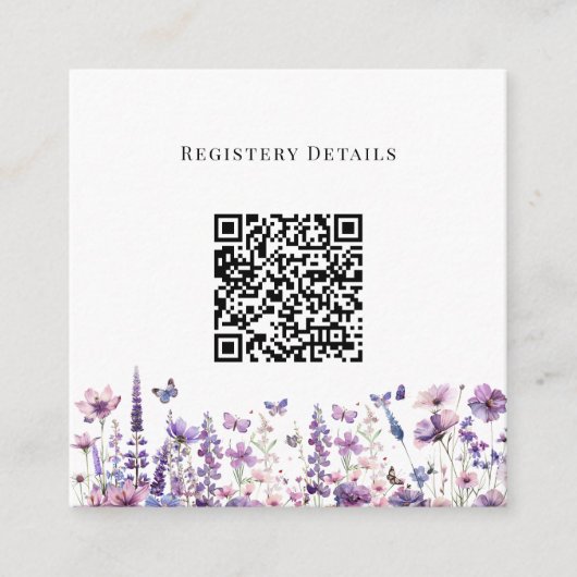 Modern wildflower baby shower register qr code informatiekaartje (Voorkant)