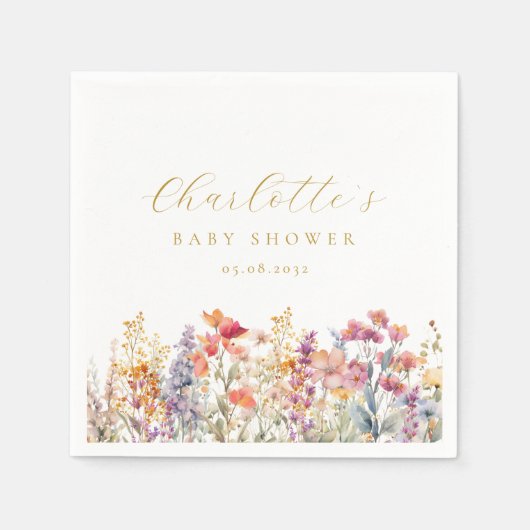 Modern, Wildflower Baby shower Servet (Voorkant)
