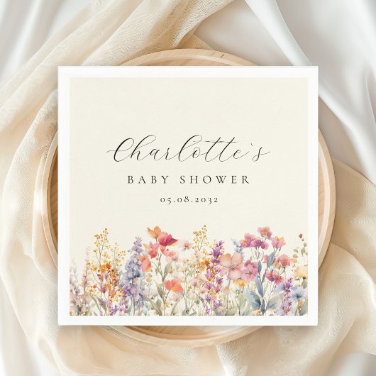 Modern, Wildflower Baby shower Servet