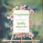 Modern Wildflower Baby shower Welkom Acryl Bord (Neutraal)