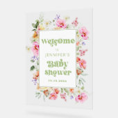 Modern Wildflower Baby shower Welkom Acryl Bord (Hoek)