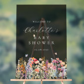 Modern Wildflower Baby shower Welkom Acryl Bord (Neutraal)