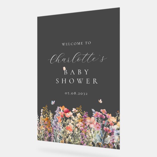 Modern Wildflower Baby shower Welkom Acryl Bord (Hoek)