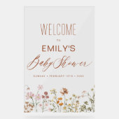 Modern Wildflower Baby shower Welkomstbord Acryl Bord (Voorkant)