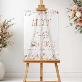 Modern Wildflower Baby shower Welkomstbord Acryl Bord