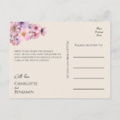 Modern Wildflower Beige bruiloft Dank u Briefkaart (Achterkant)