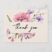 Modern Wildflower Beige bruiloft Dank u Briefkaart (Voorkant)
