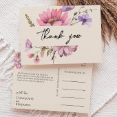 Modern Wildflower Beige bruiloft Dank u Briefkaart