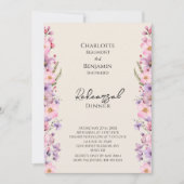 Modern Wildflower Beige Bruiloft repetitie diner Kaart (Voorkant)