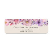 Modern Wildflower Beige Bruiloft Retouradres Etiket (Voorkant)
