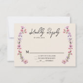 Modern Wildflower Beige Bruiloft RSVP Response Kaa Kaartje (Voorkant)