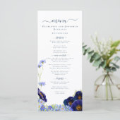 Modern Wildflower Blue Boho Wedding Menu (Staand voorkant)