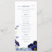Modern Wildflower Blue Boho Wedding Menu (Voorkant)
