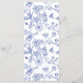 Modern Wildflower Blue Floral Brunch Bridal Shower Menu (Achterkant)