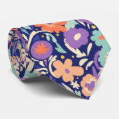 Modern Wildflower – Bold Funky Floral  Stropdas (Opgerold)