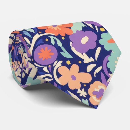 Modern Wildflower – Bold Funky Floral  Stropdas (Opgerold)