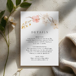 Modern Wildflower Botanical Garden Wedding Details Informatiekaartje