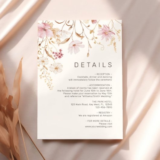 Modern Wildflower | Botanical Wedding Details Informatiekaartje