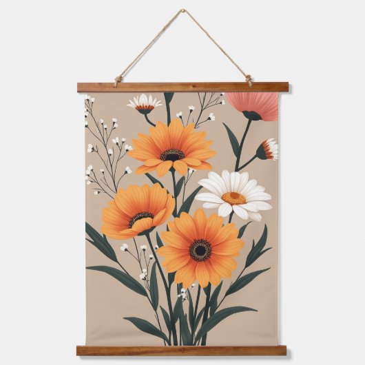 Modern Wildflower Bouquet Botanical Floral Hangend Wandkleed (Voorkant)