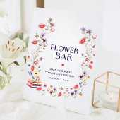 Modern Wildflower Bridal Shower Flower Bar Reclamebord Met Voetstuk