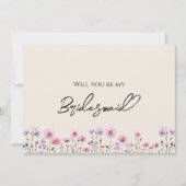 Modern Wildflower bruiloft bruidsmeisje voorstel K Kaart (Voorkant)