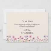 Modern Wildflower bruiloft bruidsmeisje voorstel K Kaart (Achterkant)