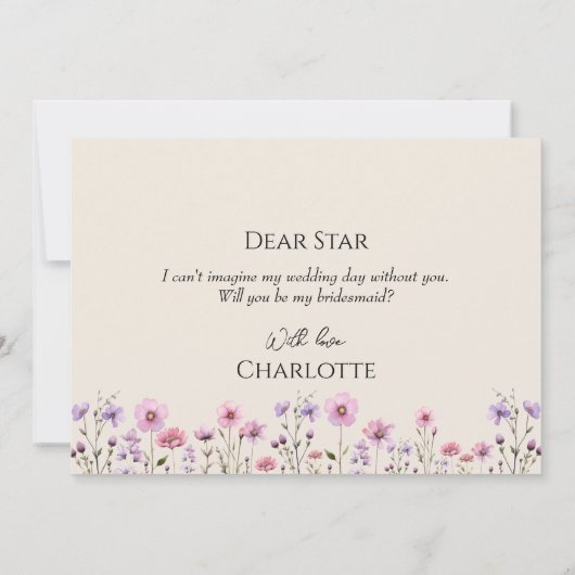 Modern Wildflower bruiloft bruidsmeisje voorstel K Kaart (Achterkant)
