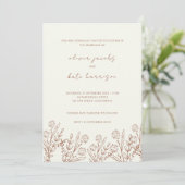 Modern Wildflower Cream & Terracotta Wedding Kaart (Staand voorkant)