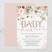 Modern WildFlower Garden Flowers Baby shower Kaart (Voorkant / Achterkant)