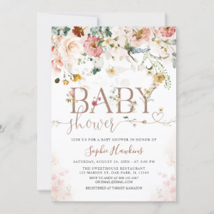 Modern WildFlower Garden Flowers Baby shower Kaart