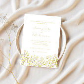 Modern Wildflower Gold & White Wedding Kaart
