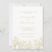 Modern Wildflower Gold & White Wedding Kaart (Voorkant)