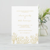 Modern Wildflower Gold & White Wedding Kaart (Staand voorkant)