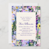 Modern Wildflower Meadow Bridal Shower Purple Kaart (Voorkant)