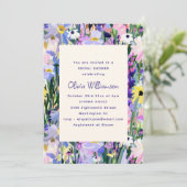 Modern Wildflower Meadow Bridal Shower Purple Kaart (Staand voorkant)