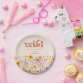 Modern Wildflower Meisje 1e Verjaardag Papieren Bordje (Feest)