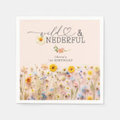 Modern Wildflower Meisje 1e Verjaardag Servet (Voorkant)