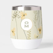 Modern Wildflower Monogram Geel Groen Bloemen (Achterkant)