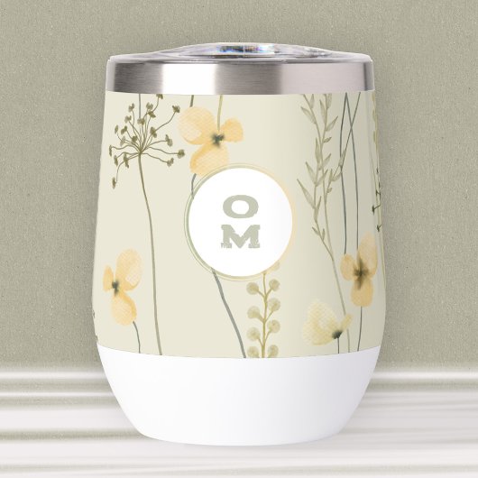 Modern Wildflower Monogram Geel Groen Bloemen