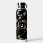 Modern WIldflower Monogram Roos Groene Grote Klave Waterfles (Achterkant)
