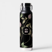 Modern WIldflower Monogram Roos Groene Grote Klave Waterfles (Voorkant)