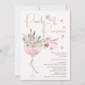 Modern Wildflower Pearl en Prosecco Vrijgezellenfe Kaart (Voorkant)