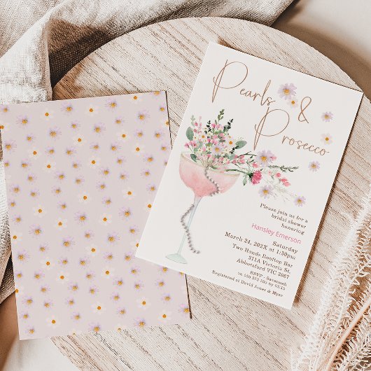 Modern Wildflower Pearl en Prosecco Vrijgezellenfe Kaart