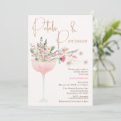 Modern Wildflower Petal en Prosecco Vrijgezellenfe Kaart (Staand voorkant)