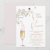 Modern Wildflower Petal en Prosecco Vrijgezellenfe Kaart (Voorkant / Achterkant)