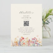 Modern, Wildflower, QR-code, Baby shower, (Staand voorkant)